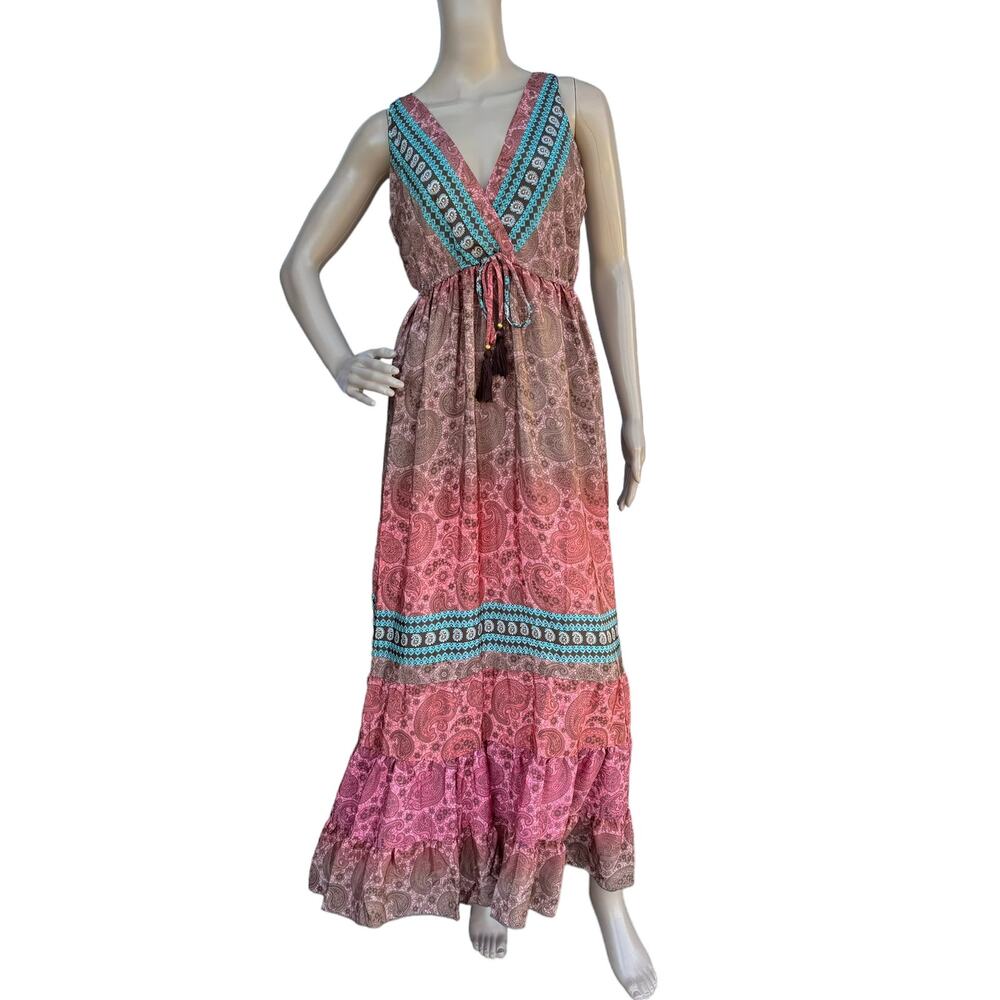 Bigg Bull by Cam Silk Blend Boho Maxi Dress NWT Free Size